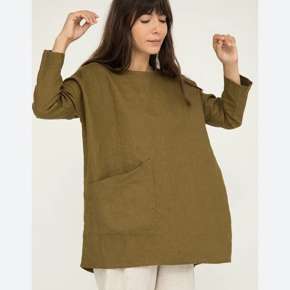 Elizabeth Suzann Tops - Elizabeth Suzann Long Sleeve Harper Tunic in Midweight Linen sz XX…